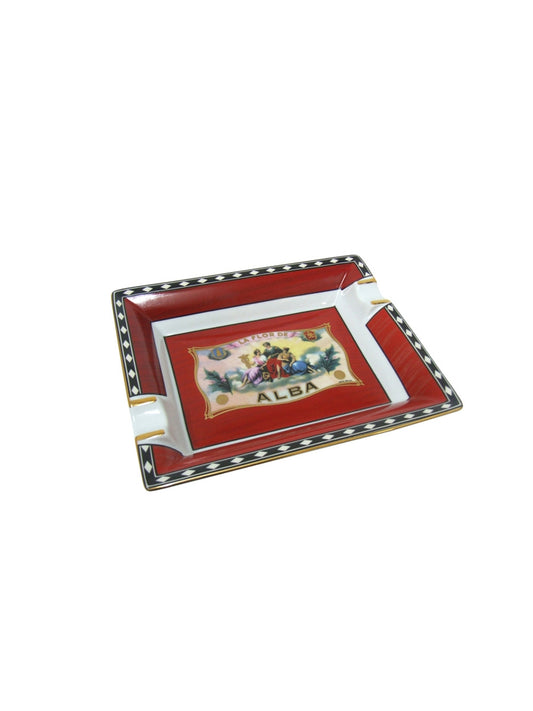 Elie bleu porcelain ashtray alba red AB12AUR