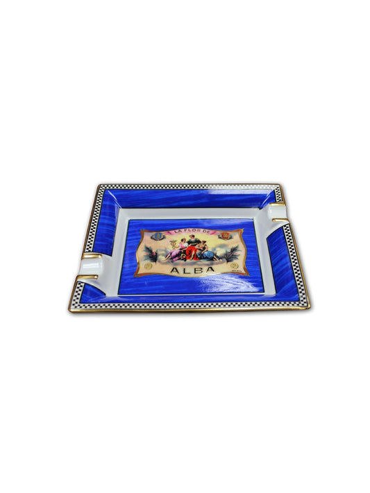 Elie bleu porcelain ashtray alba blue AB12AUB