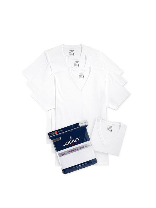 Jockey 3Pc Classic Fit VNeck TShirt White