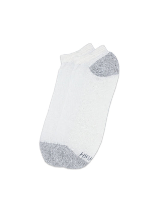 No Show 6pc White WGrey Heel Toe