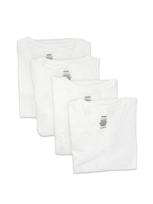 GILDAN VNECK WHITE 4PC